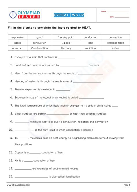 Igcse Grade 7 Science Worksheets