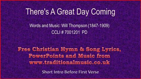 Theres A Great Day Coming - Hymn Lyrics & Music Chords - Chordify