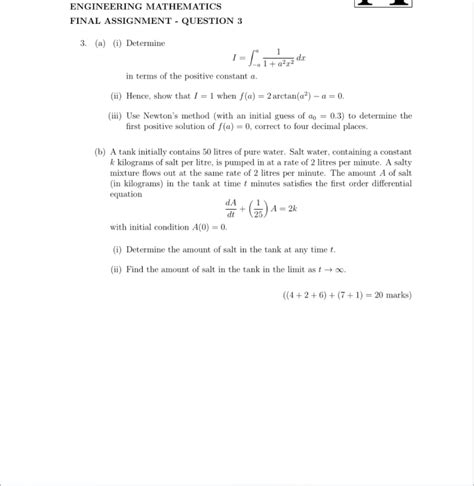 Solved Engineering Mathematics Final Assignment Question 3