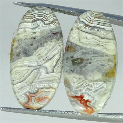 Cts Oval Crazy Lace Agate Cabochon Pair Wire Wrap Natural