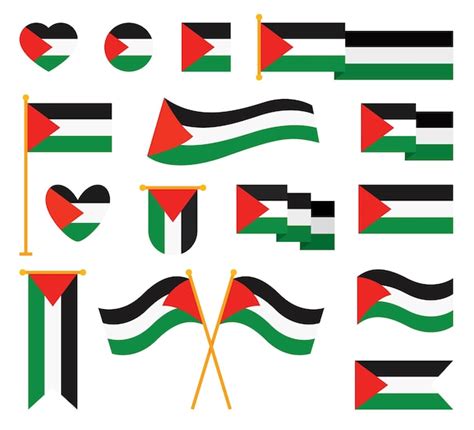 Bandeiras Da Palestina Em Diferentes Formas Vetor Premium