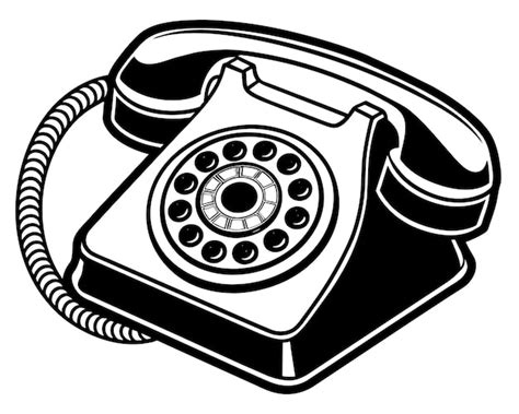 Retro black telephone isolated on a white background Vector ...