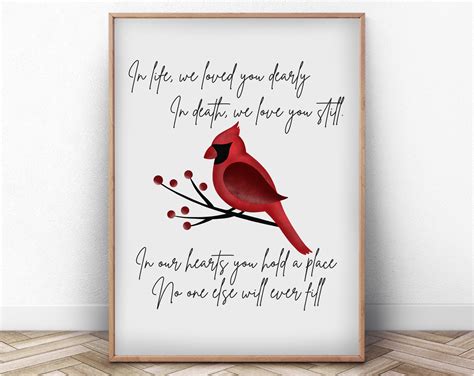 PRINTABLE Cardinal Memorial Quote Wall Art Gallery Wall | Etsy