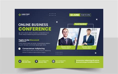 Online Business Conference Event Flyer Or Live Webinar Horizontal