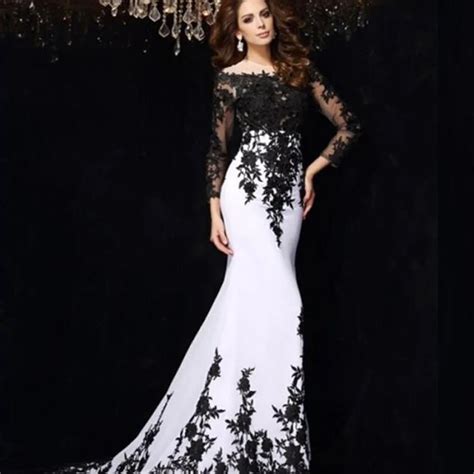 Saudi Arabia White Chiffon Black Lace Women Lady Long Gown Clothes