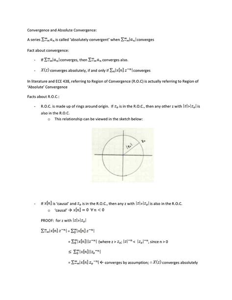 Notes on Convergence and Absolute Convergence taken from 2 September ...