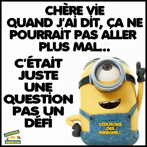 A Minion Holding A Sign With The Words Citation Des Minions