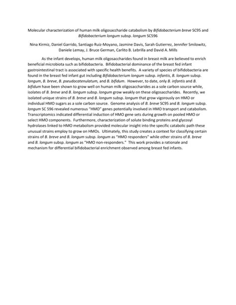 Molecular Characterization Of Human Milk Oligosaccharide