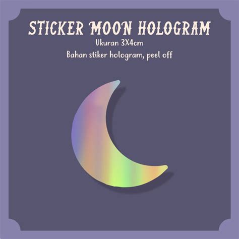 Jual Stiker Hologram Rainbow Moon Sticker Cute Aesthetic Kota