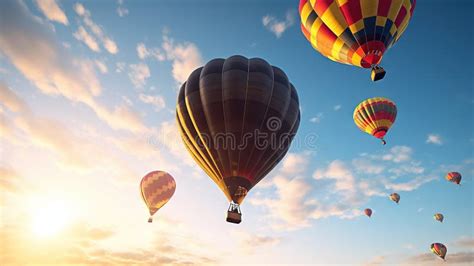 Hot Air Balloons Sunset Stock Illustrations Hot Air Balloons