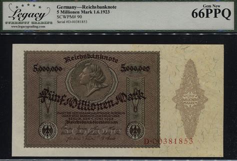 Welt Banknoten Millionen Mark Tt Pk Germany Lcg Ppq Gem