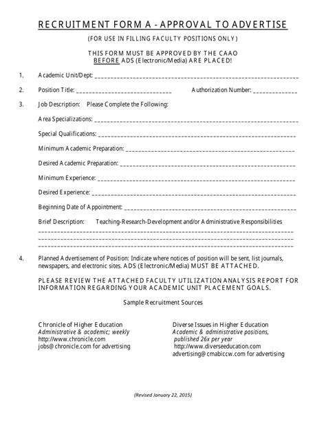 Approval To Advertise Recruitment Form A Fill Out Sign Online And