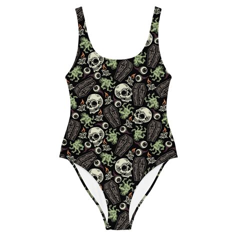 Gothic Zombie Pattern One-Piece Swimsuit | Goth Cloth Co.