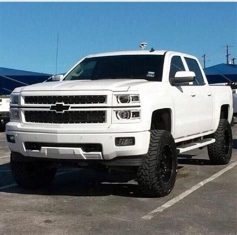 White Lifted Chevy Trucks