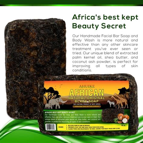 Ahuike African Black Soap 16oz Organic Acne And Dark Spot Remover For Dry Skin Face And Body Wash