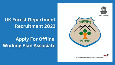 UK Forest Department Recruitment 2023 Working Plan Associate