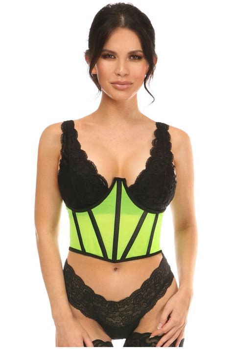 Daisy Corsets Lavish Neon Green Mesh Open Cup Waist Cincher