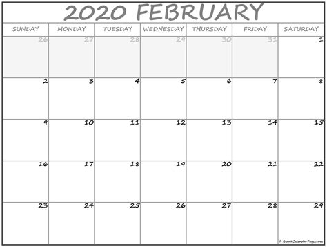 February 2020 Calendar Free Printable Calendars