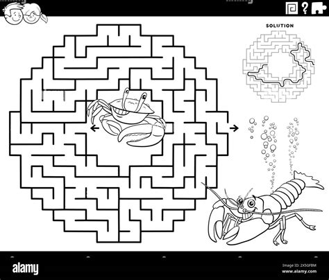 Cartoon Illustration Of Educational Maze Puzzle Game For Children With