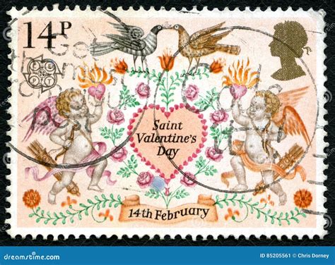 Saint Valentines Day UK Postage Stamp Editorial Photo Image Of