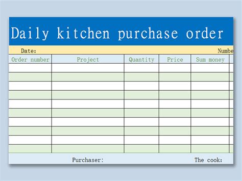 Excel Of Daily Kitchen Purchase Orderxls Wps Free Templates