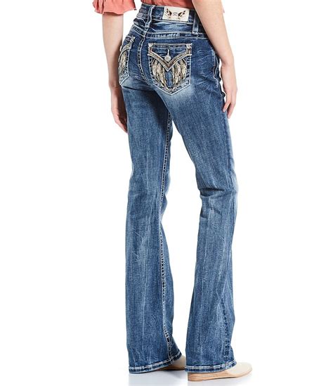 Miss Me Mid Rise Embellished Wing Flap Pocket Bootcut Jeans Dillards