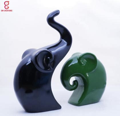 Gw Creations Black Green Polyresin Decorative Showpiece Ganesha