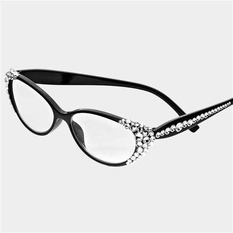 Round Cat Eye Clear Swarovski Crystal Reading Glasses Etsy