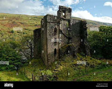 Drone view of the ruins of Invergarry Castle, Glengarry, Scotland Stock ...