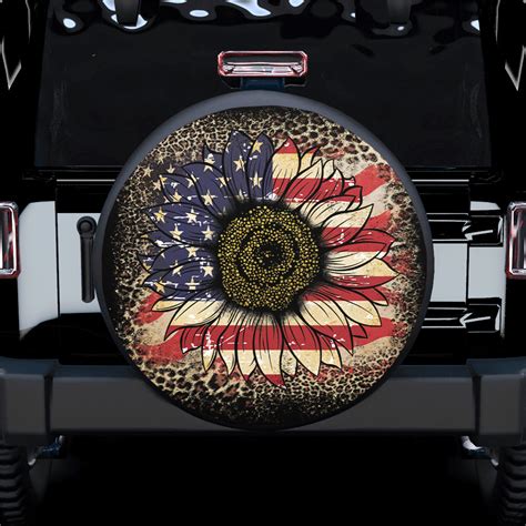 Sunflower America Flag Jeep Car Spare Tire Cover T For Campers Nearkii