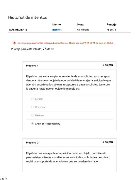 Intento 1 Parcial Escenario 4 Historial De Intentos Intento Hora