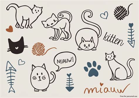 Free Cat Vectors Curly Made Cat Doodle Doodles Cat Vector