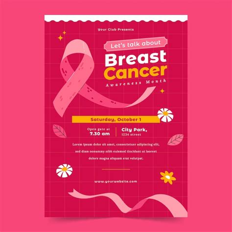 Free Vector Flat Breast Cancer Awareness Month Vertical Poster Template