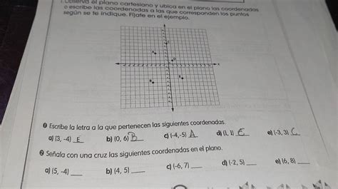 Solved Observa El Plano Cartesiano Y Ubica En El Plano Las Coordenadas