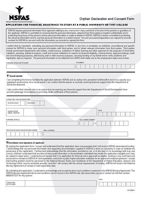 Nsfas Declaration Form Surname Initials Of Student Id Number