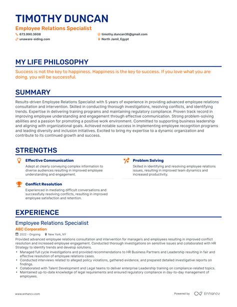 3 Successful Employee Relations Specialist Resume Examples And Writing