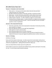 BSC2085L Study Guide Exam 1 Docx BSC 2085L Review Sheet Unit 1