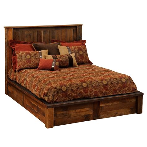 Barnwood Queen Platform Bed from Fireside Lodge (B10040-PF) | Coleman ...