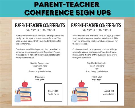 Editable Parent Teacher Conference Sign Up Flyer Form To Share With