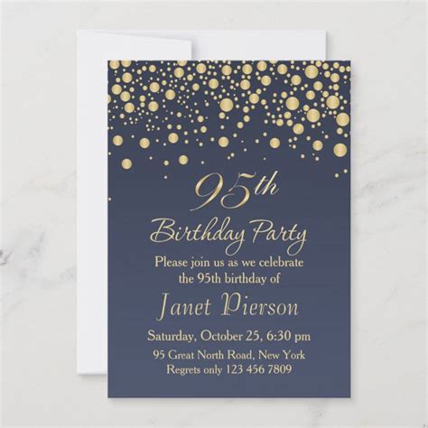 Golden Confetti 95th Birthday Party Invitation Zazzle