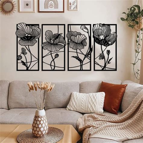 Piece Flower Set Metal Wall Decor Flowers Metal Wall Art Pieces