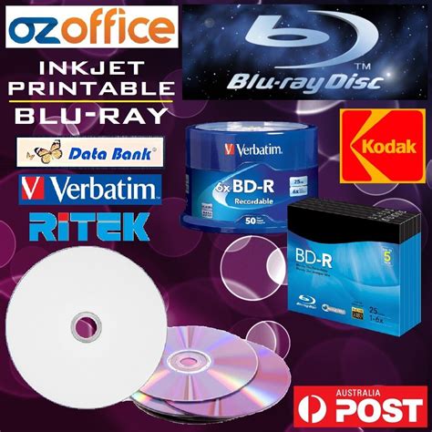 Verbatim Kodak Data Bank Ritek Blank Blu Ray Discs BDR Inkjet