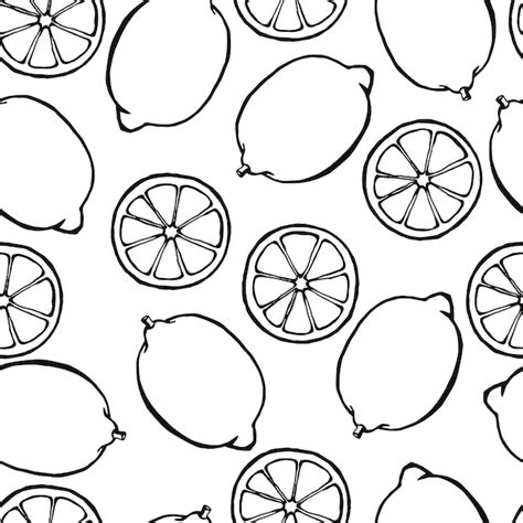 Premium Vector Seamless Pattern With Hand Drawn Fruits Elements Lemon