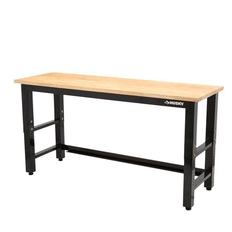 [Desk] Husky 6 ft. Adjustable Height Solid Wood Top Workbench $284 ...