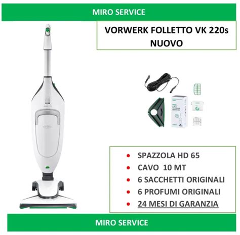 VORWERK FOLLETTO VK 220 S Originale Nuovo Ultimo Modello Sacchetti