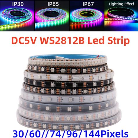 Dc V Ws B Led Strip Leds Smart Rgb Pixel Strip Black