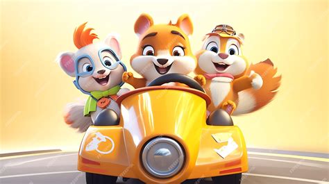 Premium AI Image | cartoon characters in a car