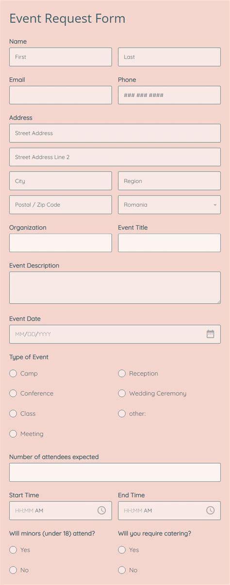 Event Description Form Template Form Builder