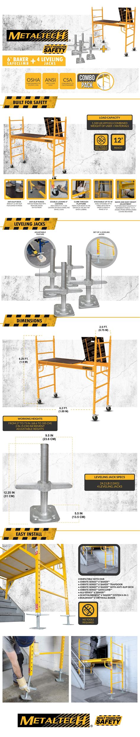 MetalTech Safeclimb Baker 6 2 Ft L X 6 25 Ft H X 2 5 Ft D Scaffold