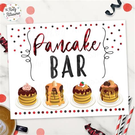 Buffalo Plaid Pancake Bar Sign Printable Pajama Party Sleepover